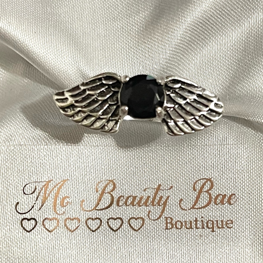 Silver Black Crystal Ring